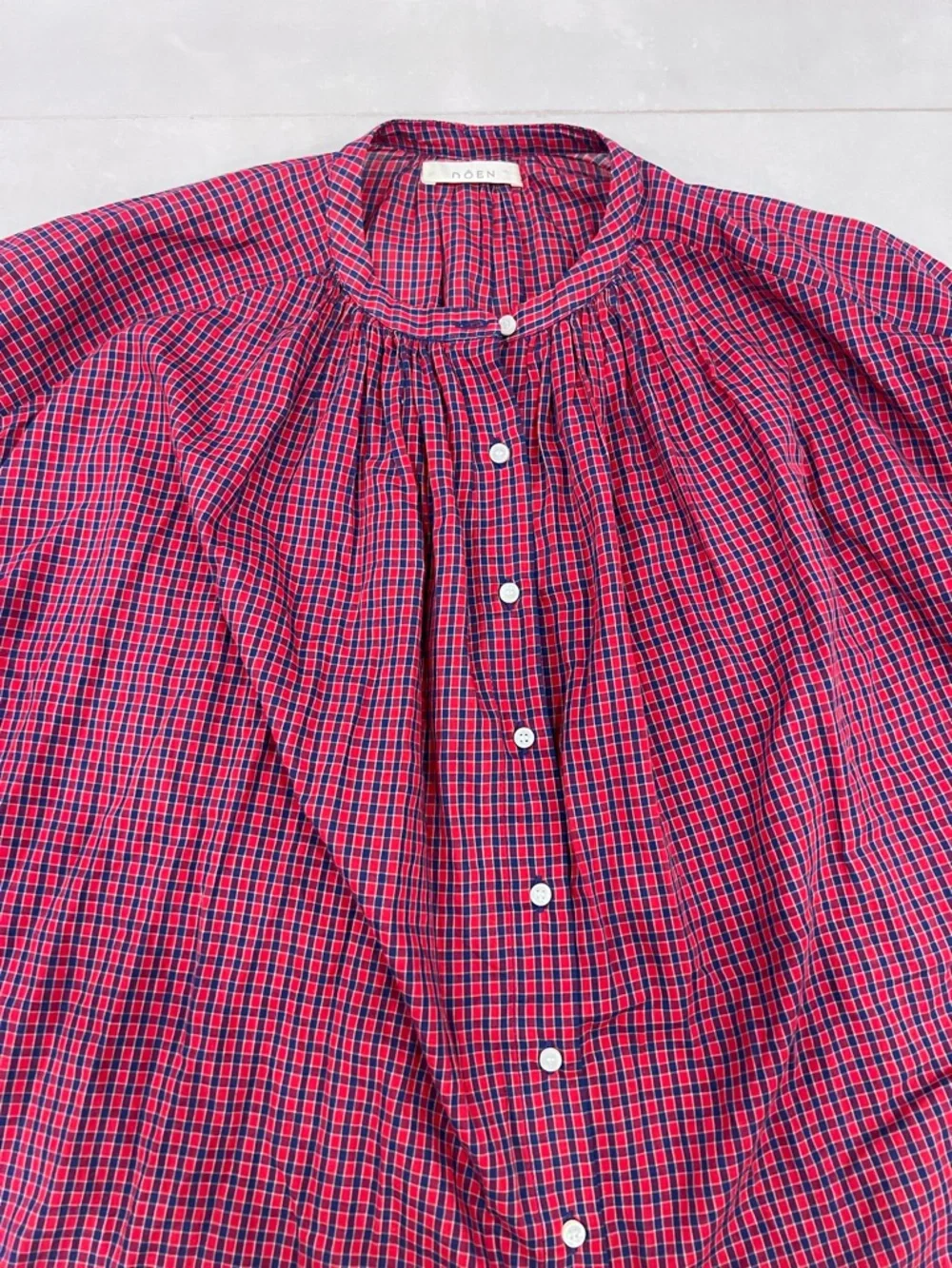 Doen Women's Red Jane Checked Cotton-voile Blouse - Picture 5 of 8